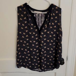 Loft Silky Tank Floral Print Navy Size L